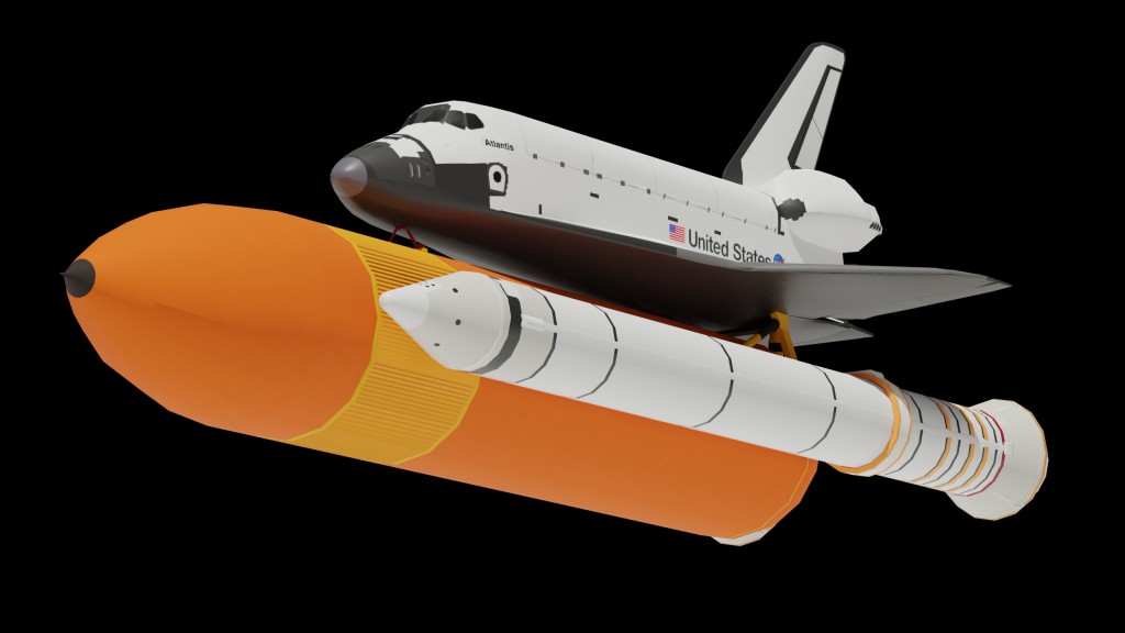 Space Shuttle Side Boosters And Fuel Tank LOW POLY preview image 3